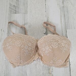 Gilligan & O'Malley Beige Lace Favorite Balconette Push Up Bra Size 36D